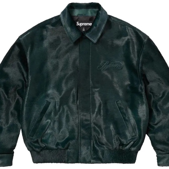 Supreme Ponyhair Varsity Jacket 'Green' 2025 Men's Medium - Picture 1 of 5